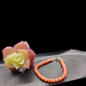 Pink Coral Bead Bracelet